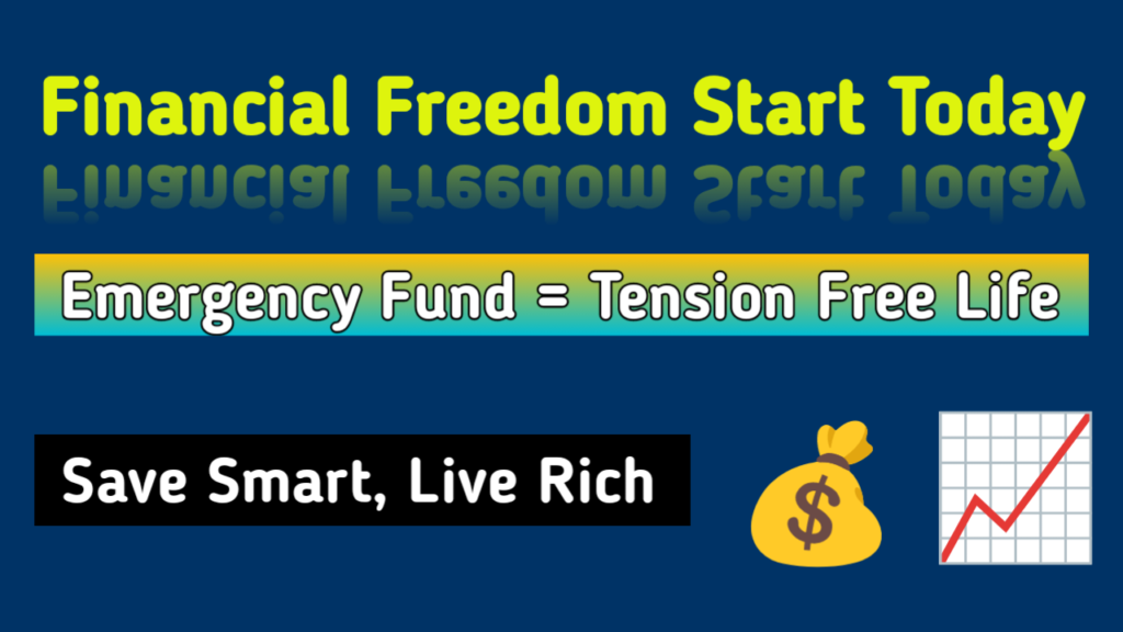 Financial freedom start today thumbnail with saving, emergency fund and money growth concept